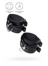 Черные кожаные оковы с двумя перекрёстными ремешками - Pecado - купить с доставкой в Ярославле