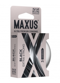 Черные утолщенные презервативы MAXUS Extra Strong с железным кейсом - 3 шт. - Maxus - купить с доставкой в Ярославле