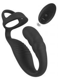 Черное эрекционное кольцо со стимуляцией промежности и анальной пробкой Cock Ring with RC Prostate Plug - Orion - в Ярославле купить с доставкой