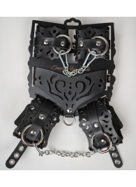 Черный ажурный кожаный набор фиксаций - Crazy Handmade - купить с доставкой в Ярославле