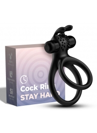 Черное эрекционное виброкольцо с подхватом мошонки Stay Hard - Boys of Toys - в Ярославле купить с доставкой
