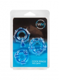 Набор из 3 синих эрекционных колец с различным рельефом - Erowoman-Eroman - в Ярославле купить с доставкой