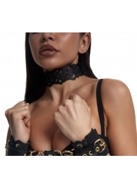 Черный ажурный чокер с золотистой фурнитурой - Crazy Handmade - купить с доставкой в Ярославле