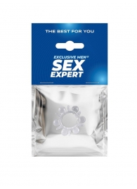 Прозрачное эрекционное кольцо с шариками и шипами - Sex Expert - в Ярославле купить с доставкой