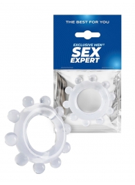 Прозрачное эрекционное кольцо со стимулирующими шариками - Sex Expert - в Ярославле купить с доставкой