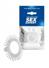 Эластичное эрекционное кольцо с шипиками и шариком - Sex Expert - в Ярославле купить с доставкой