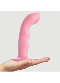 Розовая насадка-стимулятор Strap-On-Me Tapping Dildo Wave - Strap-on-me - купить с доставкой в Ярославле