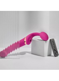 Ярко-розовый безремневой страпон Multi Orgasm Bendable Strap-On size L с клиторальной стимуляцией - Strap-on-me - купить с доставкой в Ярославле