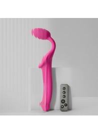 Ярко-розовый безремневой страпон Strap-on-me Vibrating Bendable Strap-On size L - Strap-on-me - купить с доставкой в Ярославле