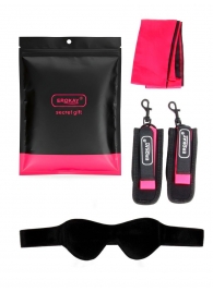 Черно-розовый эротический набор: маска, наручники и повязка - Erokay - купить с доставкой в Ярославле