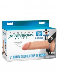 Телесный пустотелый фаллопротез 5’’ Hollow Silicone Strap-On - 14 см. - Pipedream - купить с доставкой в Ярославле