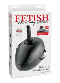 Черный надувной мяч с платформой для фиксации дилдо Body Dock Inflatable Love Ball - Pipedream - купить с доставкой в Ярославле