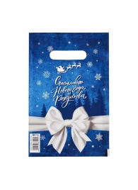 Сине-белый подарочный новогодний пакет с вырубной ручкой (20х30 см) - Сима-Ленд - купить с доставкой в Ярославле