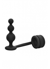 Черное эрекционное кольцо с анальной елочкой Cockring With Beaded Anal Plug - Dream Toys - в Ярославле купить с доставкой