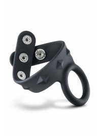 Черное эрекционное кольцо с подхватом мошонки на кнопках VS6 - Blush Novelties - в Ярославле купить с доставкой
