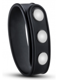 Черное эрекционное кольцо на кнопках - Blush Novelties - в Ярославле купить с доставкой