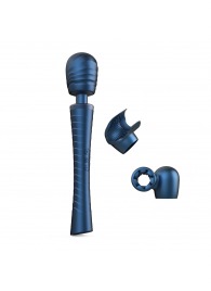 Синий вибромассажёр с насадками Man.wand Edgy - Manwan - в Ярославле купить с доставкой