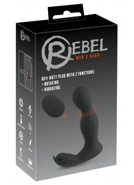 Черная анальная пробка с вибрацией, вращением и пультом ДУ RC Butt Plug with 2 Functions - Orion - в Ярославле купить с доставкой