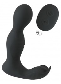 Черная анальная пробка с вибрацией, вращением и пультом ДУ RC Butt Plug with 2 Functions - Orion - в Ярославле купить с доставкой