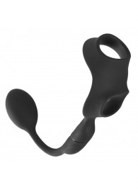 Черное виброкольцо с анальной пробкой Cock Ring with RC Butt Plug - Orion - в Ярославле купить с доставкой