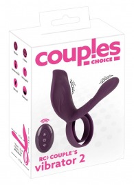 Фиолетовая насадка на член с клиторальным отростком и пультом ДУ RC Couple’s Vibrator 2 - Orion - в Ярославле купить с доставкой