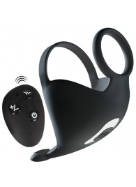 Черная вибронасадка для эрекции и стимуляции мошонки Cock ring with RC ball massager - Orion - в Ярославле купить с доставкой