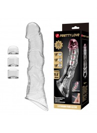 Прозрачный фаллоудлинитель с 3 вставками - 28 см. - Baile - в Ярославле купить с доставкой