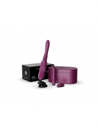 Фиолетовая секс-машина с функцией нагрева, насадками и присоской Sesh - Zalo - купить с доставкой в Ярославле