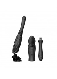 Черная секс-машина с функцией нагрева, насадками и присоской Sesh - Zalo - купить с доставкой в Ярославле