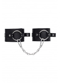 Черные оковы из толстой кожи с люверсами - Pecado - купить с доставкой в Ярославле