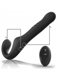Черный безремневой страпон с вибрацией и возвратно-поступательными движениями - 24 см. - Ibiza - купить с доставкой в Ярославле