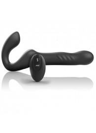 Черный безремневой страпон с вибрацией и возвратно-поступательными движениями - 24 см. - Ibiza - купить с доставкой в Ярославле