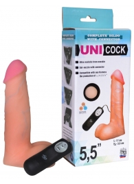 Фаллическая насадка Харнесс UNICOCK 5,5  с вибрацией - 17 см. - LOVETOY (А-Полимер) - купить с доставкой в Ярославле