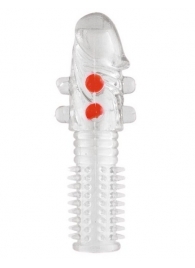 Гелевая прозрачная насадка с шариками и шипами - 14 см. - Toyfa Basic - в Ярославле купить с доставкой