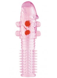 Гелевая розовая насадка с шариками и шипами - 14 см. - ToyFa - в Ярославле купить с доставкой