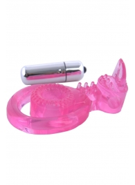 Розовая вибронасадка со стимулятор клитора   Язычок - Toyfa Basic - в Ярославле купить с доставкой