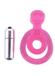 Розовая вибронасадка со стимулятор клитора   Язычок - Toyfa Basic - в Ярославле купить с доставкой