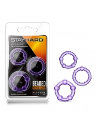 Набор из 3 фиолетовых эрекционных колец Stay Hard Beaded Cockrings - Blush Novelties - в Ярославле купить с доставкой