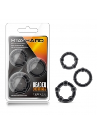 Набор из 3 чёрных эрекционных колец Stay Hard Beaded Cockrings - Blush Novelties - в Ярославле купить с доставкой
