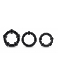 Набор из 3 чёрных эрекционных колец Stay Hard Beaded Cockrings - Blush Novelties - в Ярославле купить с доставкой