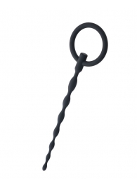 Чёрный уретральный плаг с кольцом - ToyFa - купить с доставкой в Ярославле