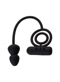 Чёрное эрекционное кольцо с вибропулькой и анальным хвостом - Erotist Adult Toys - в Ярославле купить с доставкой