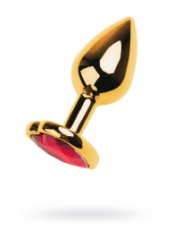 Золотистая анальная пробка с кристаллом-сердцем - 7,5 см. - ToyFa - купить с доставкой в Ярославле