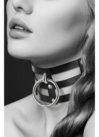 Чёрный тройной чокер с большим кольцом - Bijoux Pour Toi - купить с доставкой в Ярославле
