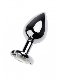 Серебристая анальная пробка с прозрачным кристаллом-сердцем - 8 см. - ToyFa - купить с доставкой в Ярославле