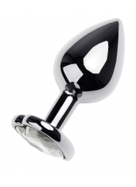 Серебристая анальная пробка с прозрачным кристаллом-сердцем - 8 см. - ToyFa - купить с доставкой в Ярославле