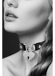 Черный чокер с замком в форме сердца - Bijoux Pour Toi - купить с доставкой в Ярославле