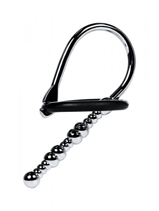 Серебристый уретральный плаг-бусины TOYFA Metal с мягким фиксириющим кольцом - ToyFa - купить с доставкой в Ярославле