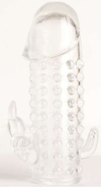 Гелевая прозрачная насадка с 2 отростками - 13 см. - Toyfa Basic - в Ярославле купить с доставкой