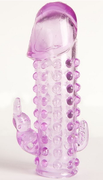 Закрытая фиолетовая насадка с 2 отростками - 13 см. - Toyfa Basic - в Ярославле купить с доставкой